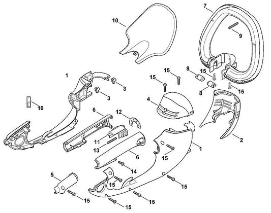 STIHL 9104-003-8736 snijbout P4x16 positie 15 technische tekening