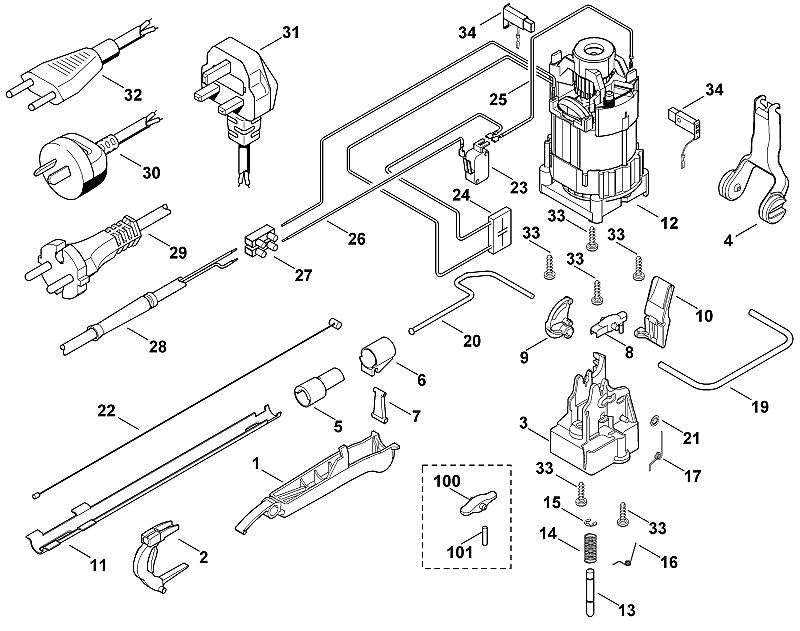STIHL 6460-711-8601 beugel positie 19 technische tekening