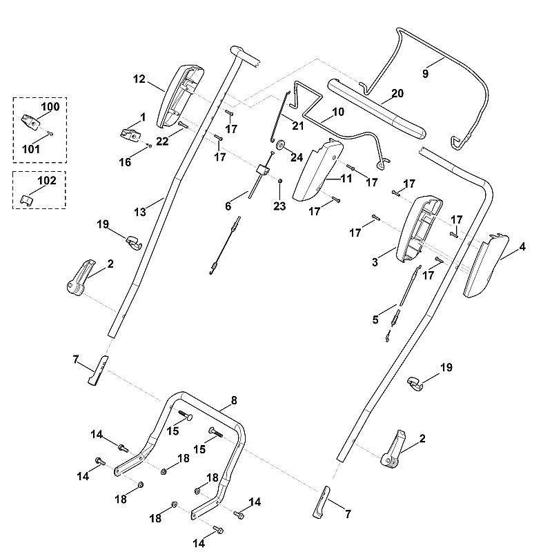 STIHL 6383-764-3400 schakelstang positie 21 technische tekening