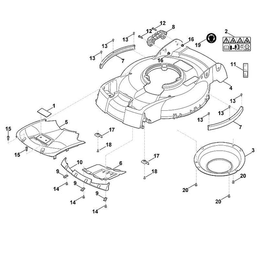 STIHL 6383-763-5400 bevestigingsplaat positie 9 technische tekening