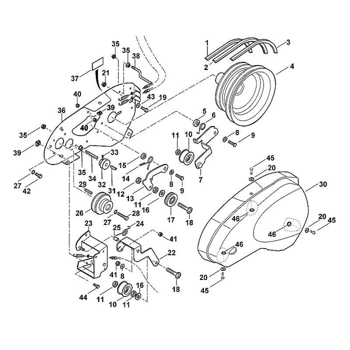 STIHL 9008-319-1750 inbusbout M8x12 positie 44 technische tekening