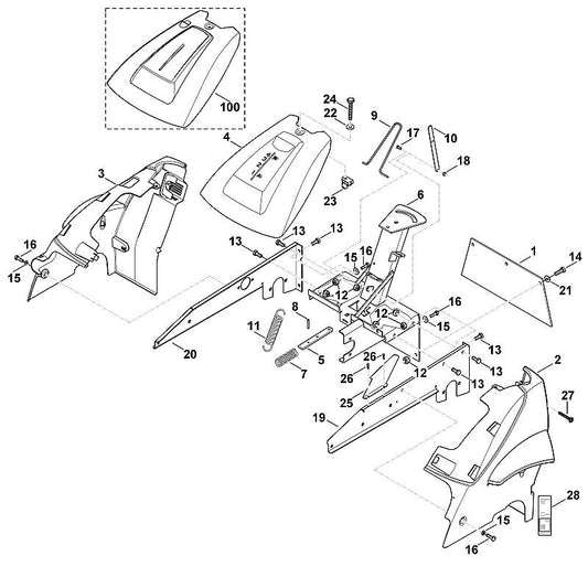 STIHL 6380-763-0400 beugel positie 9 technische tekening