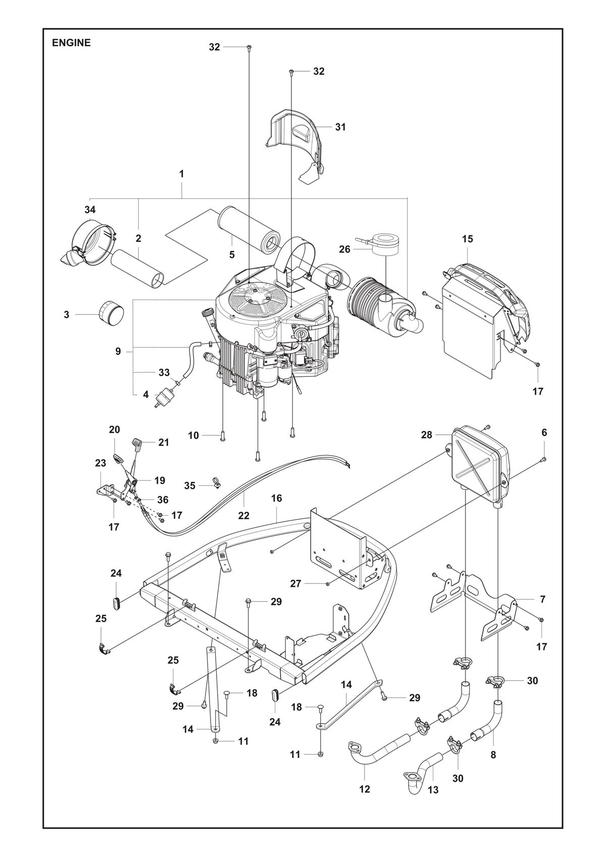 Husqvarna 544301705 onderdelentekening - positie 22