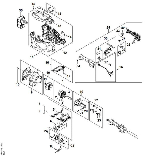 STIHL FA014301400 Elektronisch moduul positie 5 technische tekening