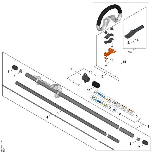 STIHL FA080071305 Set bevestigingsonderdelen positie 15 technische tekening