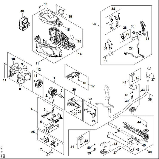 STIHL FA010073800 Set bedieningselementen positie 34 technische tekening