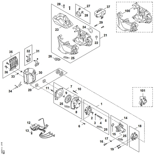 STIHL FA039671500 Typeplaatje FSA 200 positie 24 technische tekening