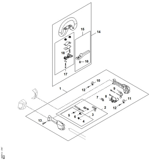 STIHL FA030073820 Set bedieningselementen positie 2 technische tekening
