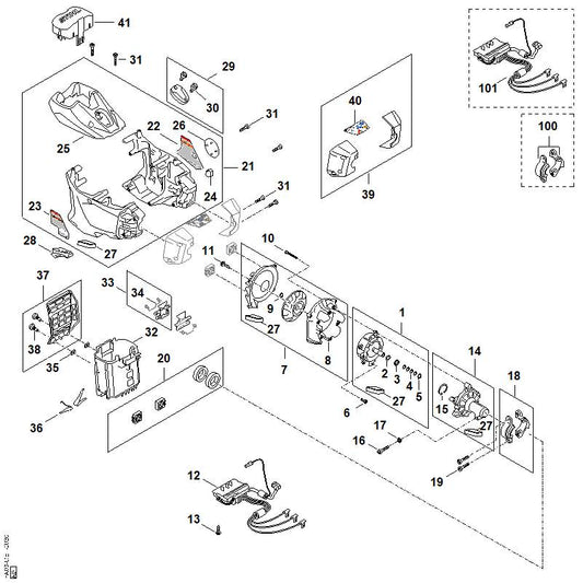 STIHL FA030840900 Kap positie 25 technische tekening