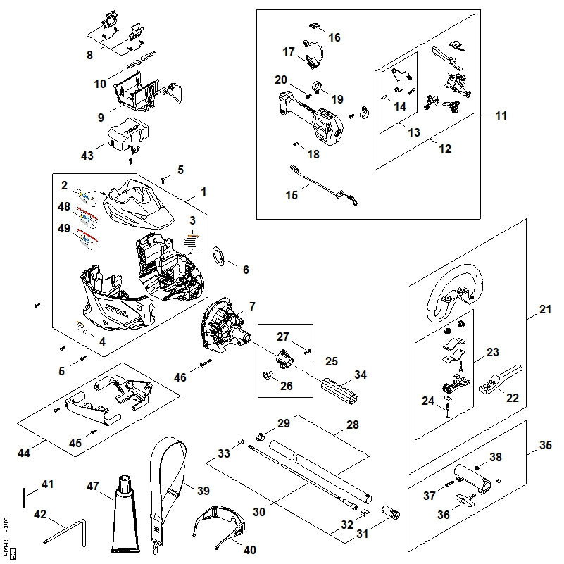 STIHL FA084301472 Elektronisch moduul positie 9 technische tekening