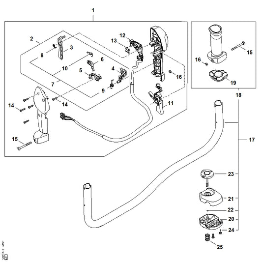 STIHL FA097901700 Handgreep positie 17 technische tekening