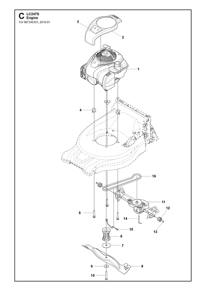 Husqvarna 587938601 onderdelentekening - positie 14