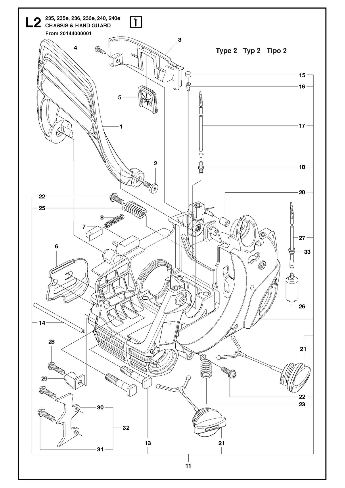 Husqvarna 544111201 onderdelentekening - positie 21