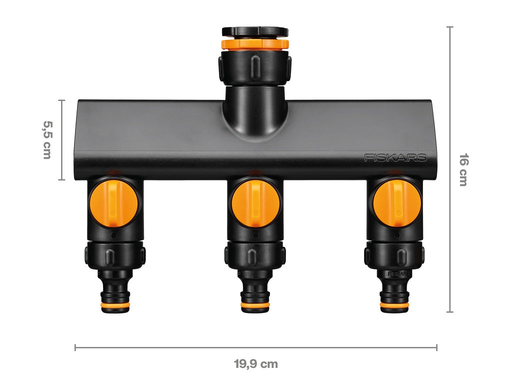 FISKARS Kraankoppeling 3-weg waterverdeler On/Off-keizers.nu