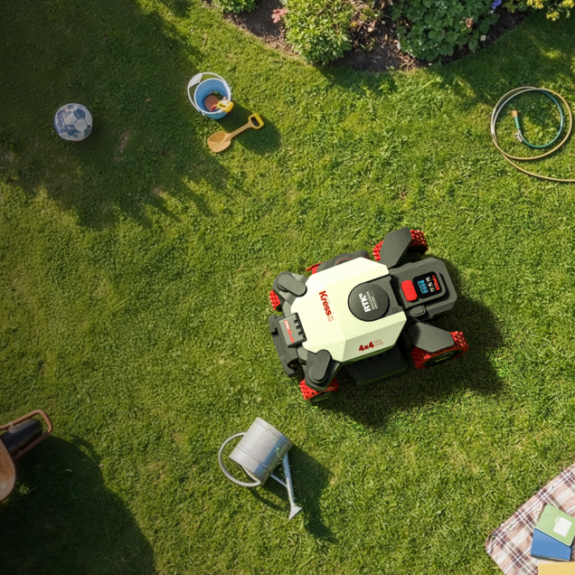 Kress KR285E EyePilot 4×4 RTKⁿ robotmaaier (5000 m²) met ZeroTrim-keizers.nu