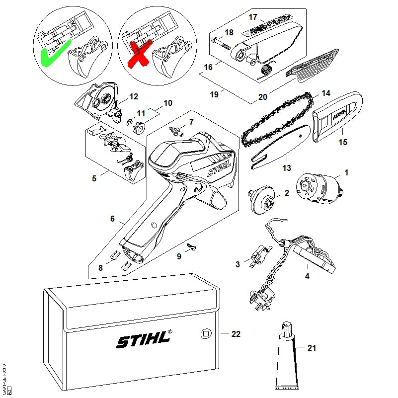 STIHL GA019677500 Waarschuwingssticker positie 17 technische tekening
