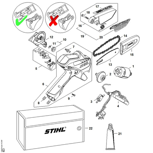 STIHL GA019677500 Waarschuwingssticker positie 17 technische tekening