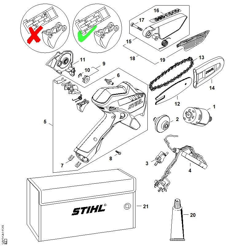 STIHL GA010074600 Set handgreephuizen met bedieningselemen positie 5 technische tekening
