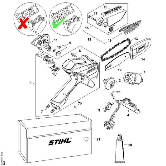 STIHL GA010074600 Set handgreephuizen met bedieningselemen positie 5 technische tekening