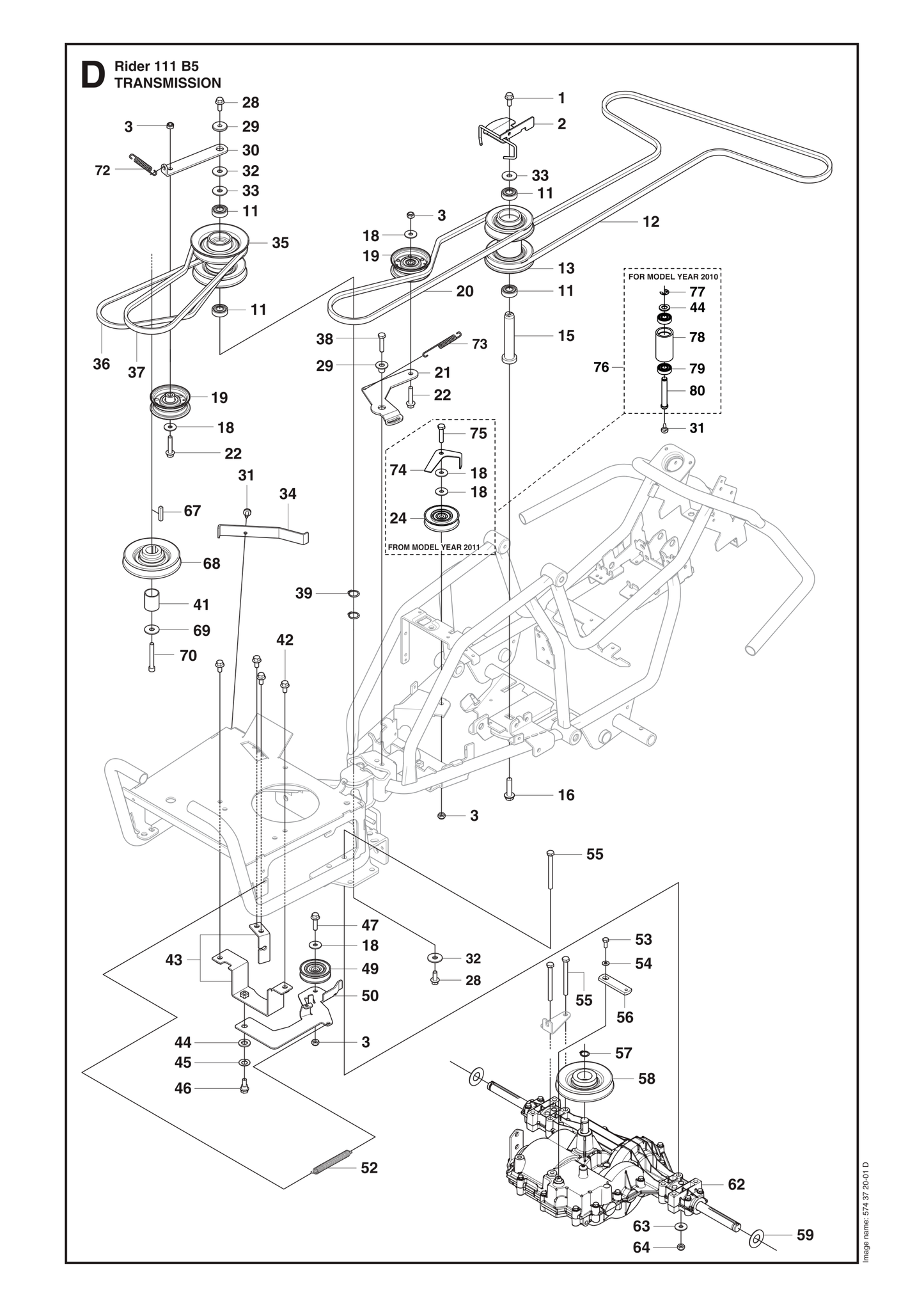 Husqvarna 506955501 onderdelentekening - positie 62