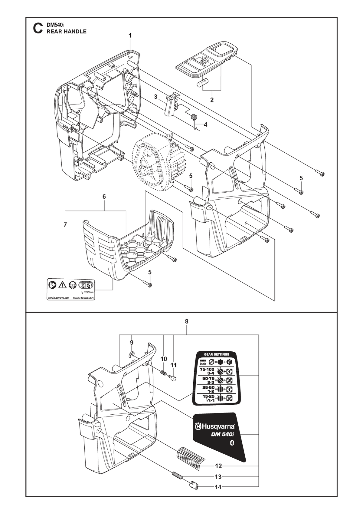 Husqvarna 599254102 onderdelentekening - positie 1