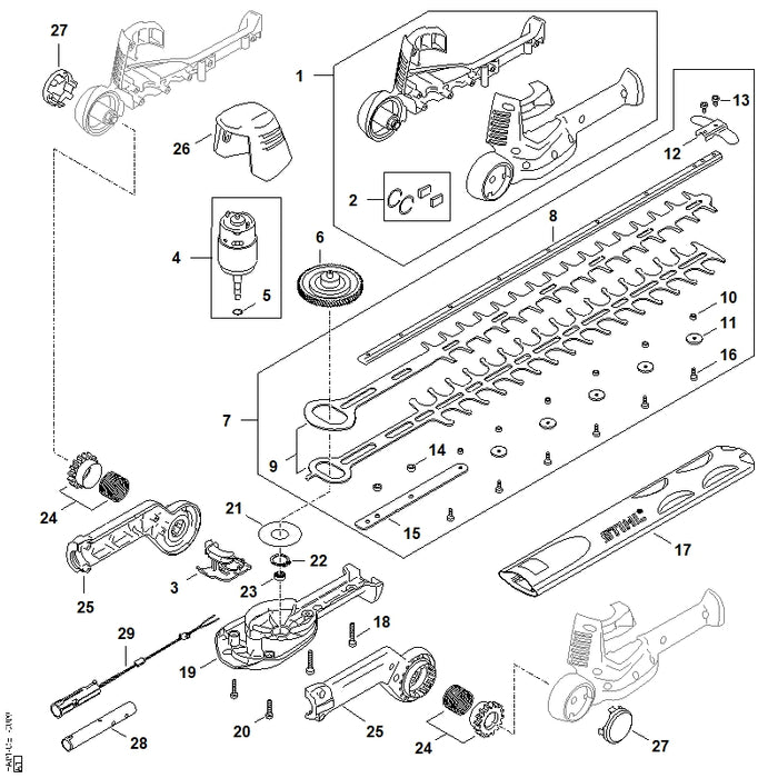 STIHL HA017110200 Maaiboom positie 28 technische tekening