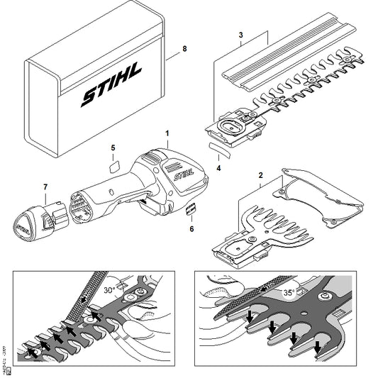 STIHL HA039677300 Waarschuwingssticker HSA26 positie 4 technische tekening