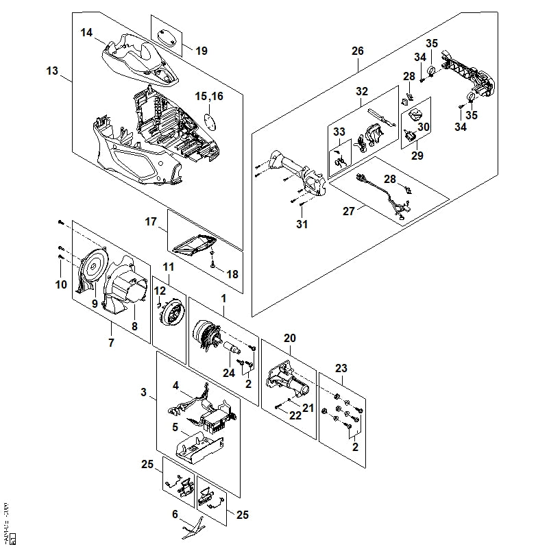 STIHL HA044301402 Elektronisch moduul positie 3 technische tekening