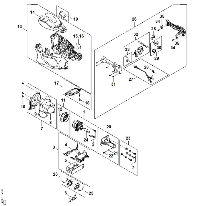 STIHL HA046003200 Ventilator positie 11 technische tekening