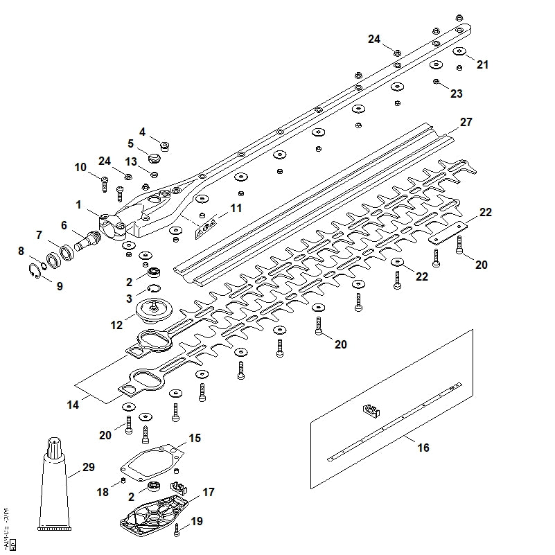 STIHL 4243-717-3102 Afdekplaat positie 22 technische tekening
