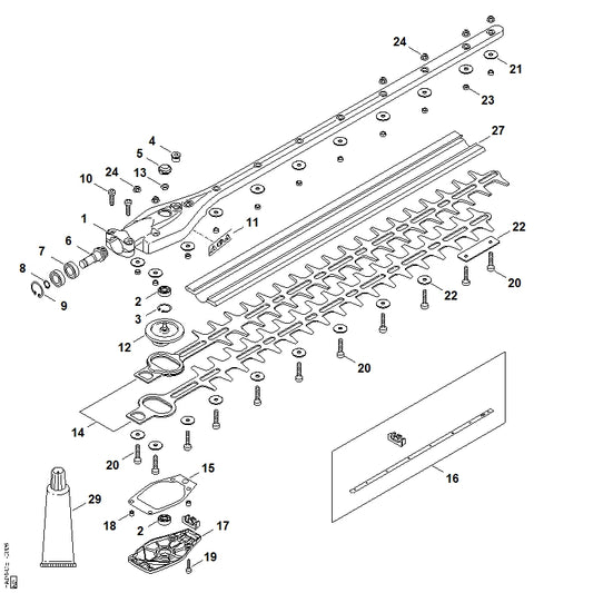STIHL 4243-717-3102 Afdekplaat positie 22 technische tekening