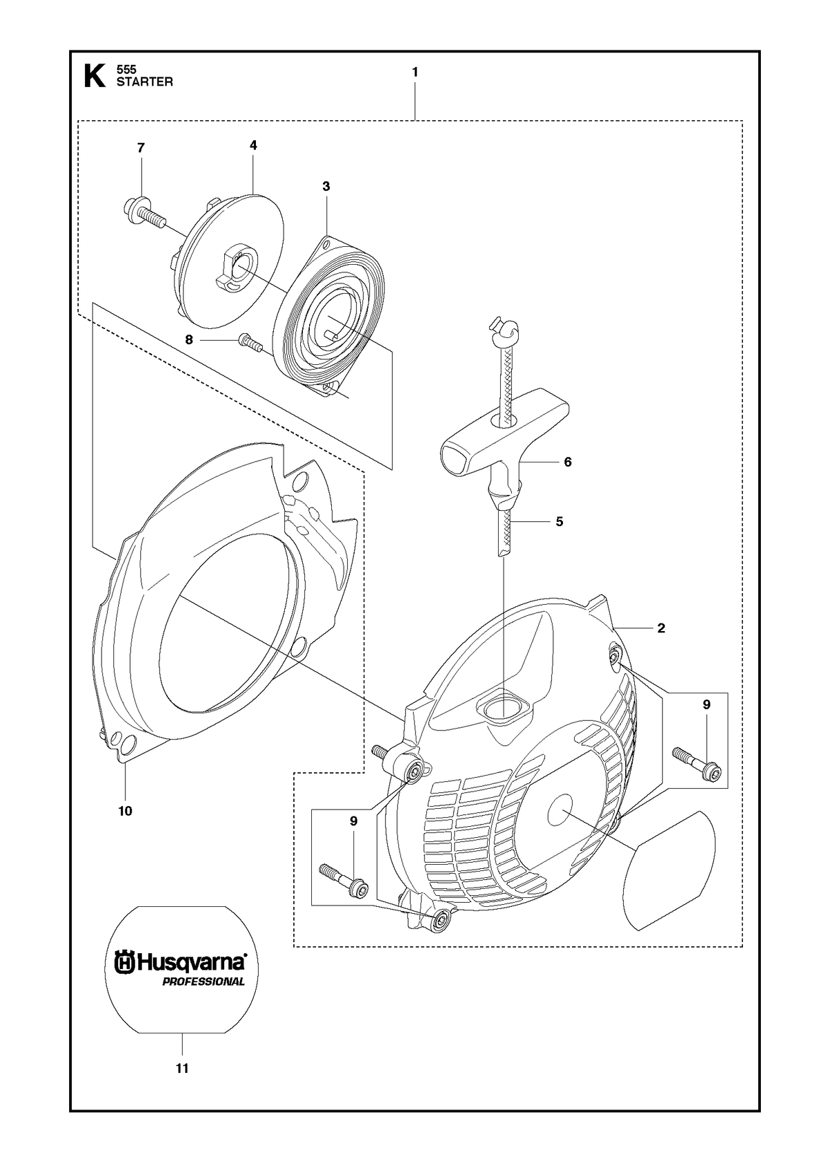 Husqvarna 575511701 onderdelentekening - positie 1