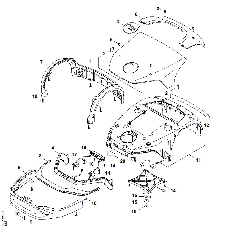 STIHL IA014032300 Houder positie 15 technische tekening