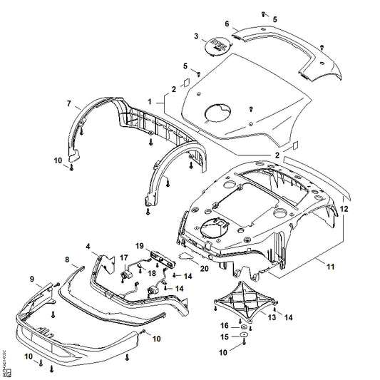 STIHL IA019671505 Typeplaatje iMOW 7 positie 3 technische tekening