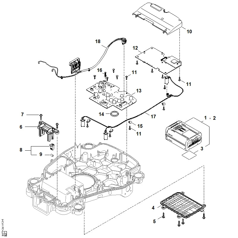 STIHL IA014301440 Elektronisch moduul Vermogen positie 13 technische tekening