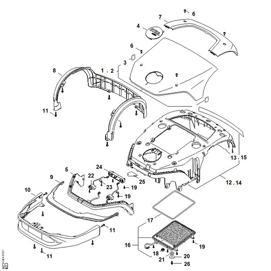 STIHL IA019671502 Typeplaatje iMOW 5 EVO positie 4 technische tekening