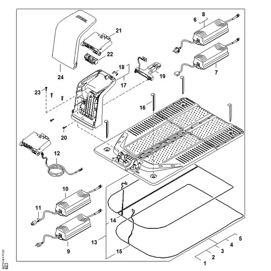 STIHL IA014301443 Elektronisch moduul Dockingstation positie 21 technische tekening