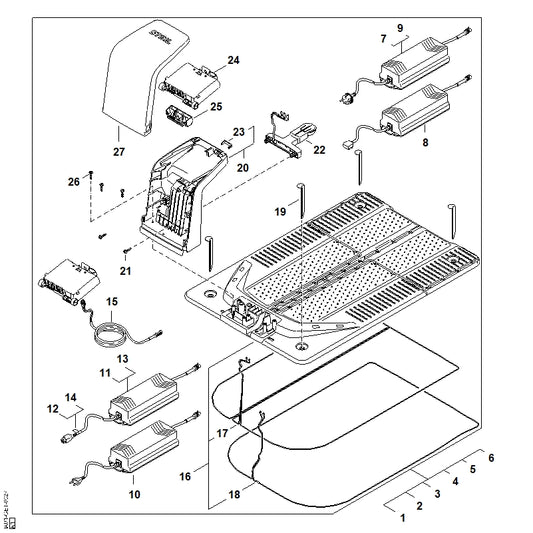 STIHL IA014301444 Elektronisch moduul Dockingstation positie 24 technische tekening