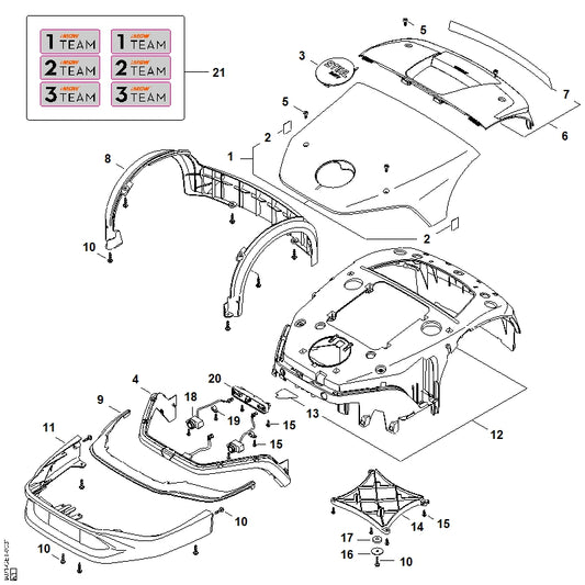 STIHL IA019676300 Etiket positie 21 technische tekening