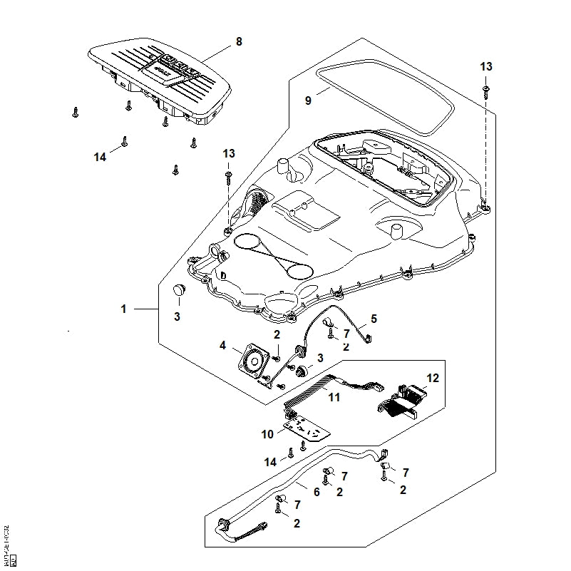 STIHL IA014307101 Bedieningspaneel positie 8 technische tekening