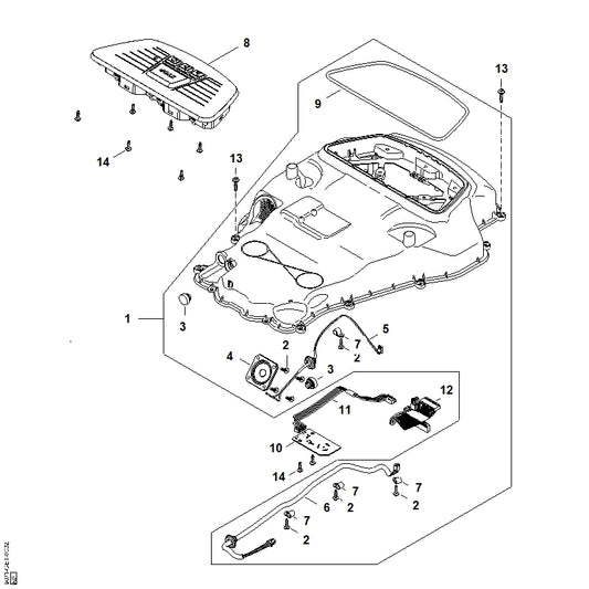 STIHL IA014307101 Bedieningspaneel positie 8 technische tekening