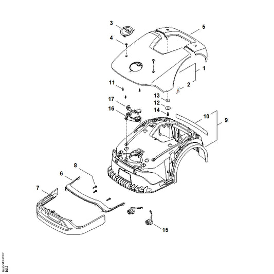 STIHL IA029671501 Typeplaatje iMOW 3 positie 3 technische tekening