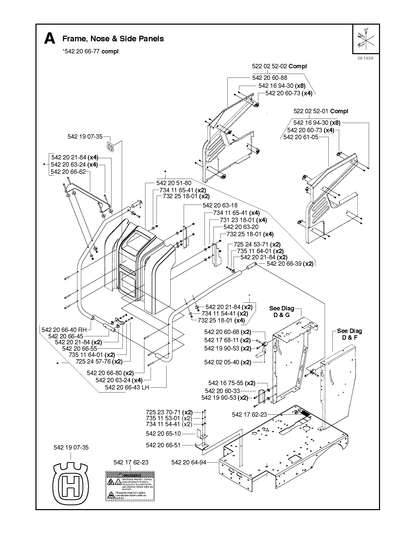 Husqvarna 542206073 onderdelentekening - positie 1