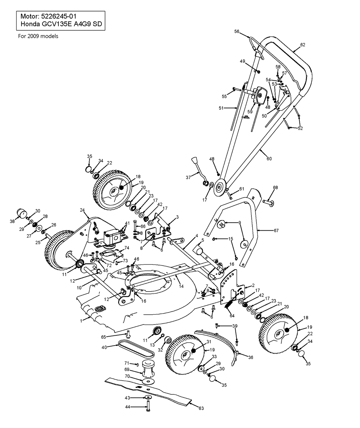 Husqvarna 523052801 onderdelentekening - positie 62