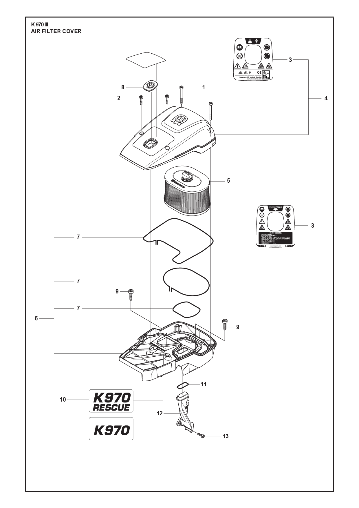 Husqvarna 503215356 onderdelentekening - positie 1