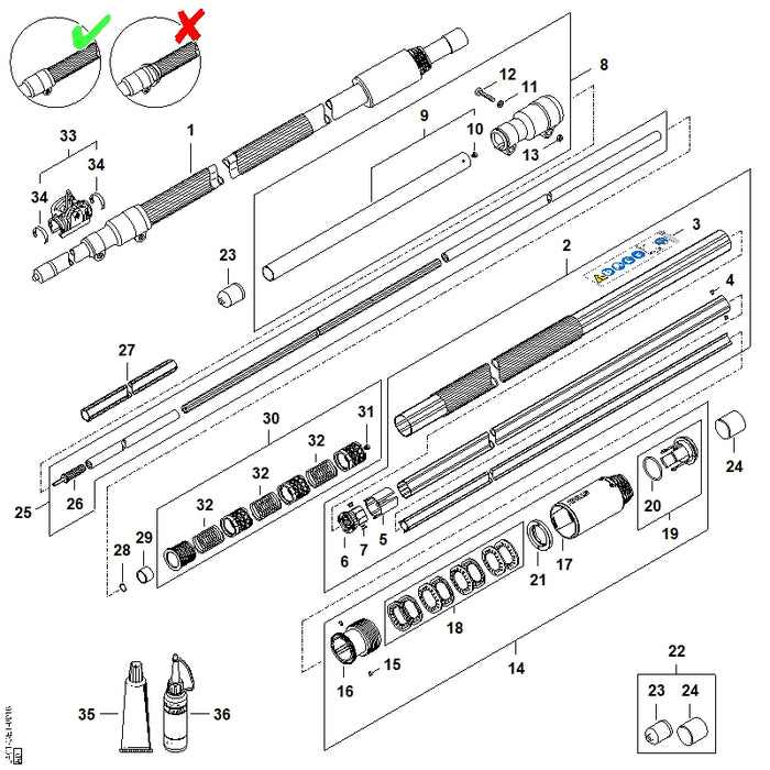 STIHL 4182-710-3235 Aandrijfas positie 25 technische tekening