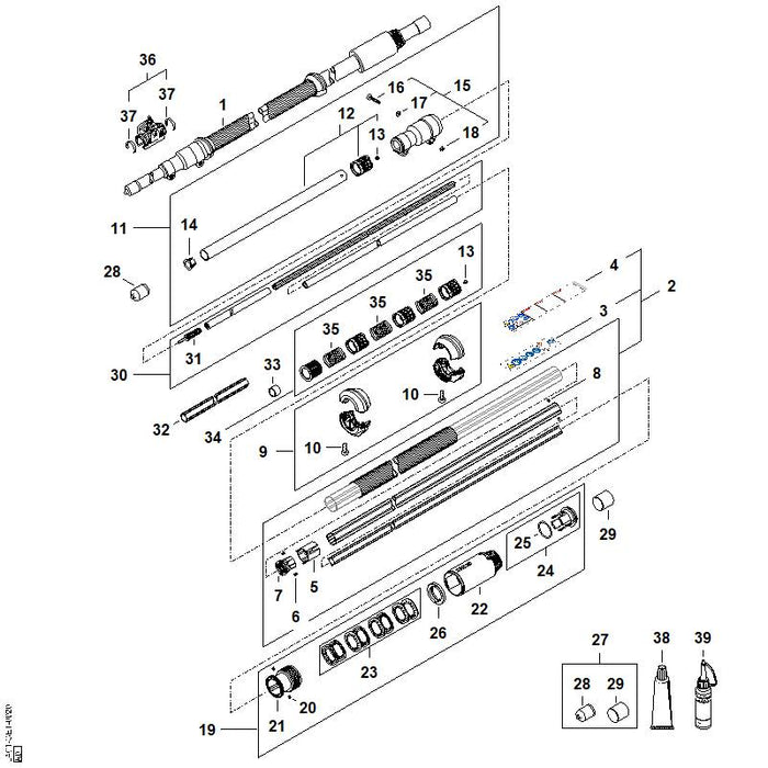 STIHL 4182-710-3227 Aandrijfas positie 30 technische tekening