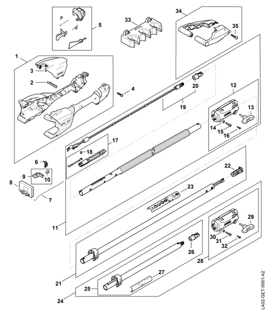 STIHL LA027937700 Stop positie 22 technische tekening