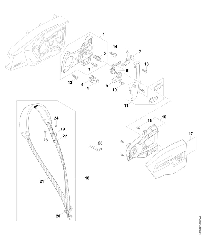STIHL LA038207800 Haak positie 11 technische tekening