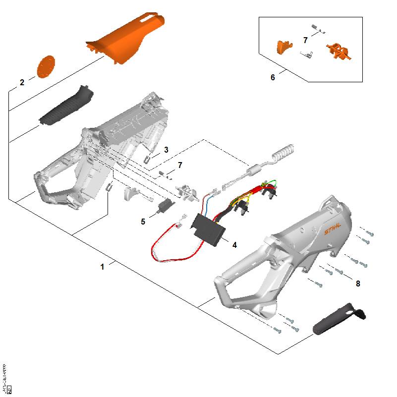 STIHL LA057901000 Handgreephuis positie 1 technische tekening